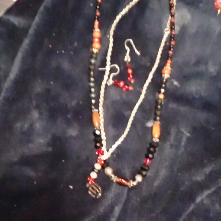 Bohemian Black And Red Beaded Necklace